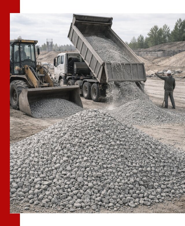 Доставка известнякового щебня фр. 5–20 в Каменке