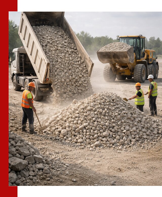 Доставка известнякового щебня фр. 40-70 в Каменке