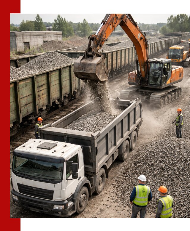 Железнодорожный щебень фракция 25–60 для поставок в Каменке