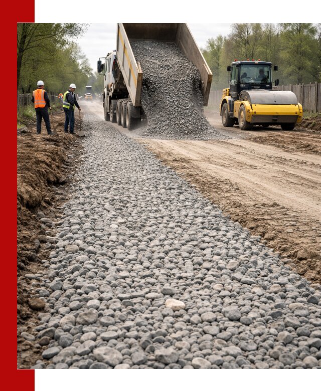 Доставка щебня для отсыпки дорог в Каменке высокого качества