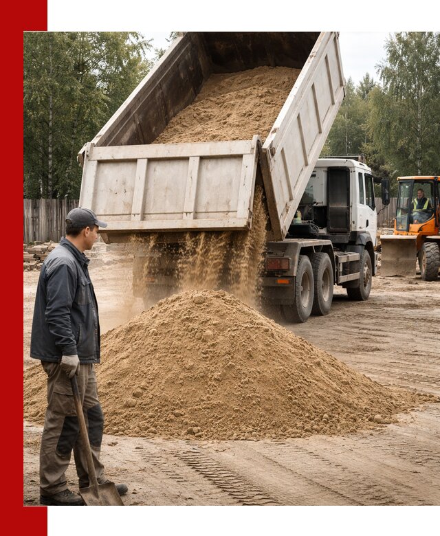 Доставка и продажа песка с разгрузкой в Каменке