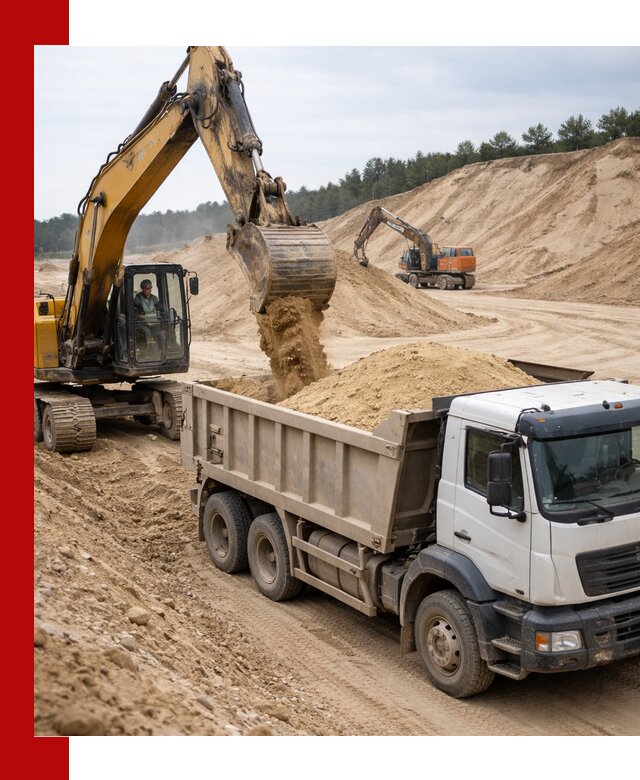 Доставка карьерного песка с самосвалами и разгрузкой в Каменке