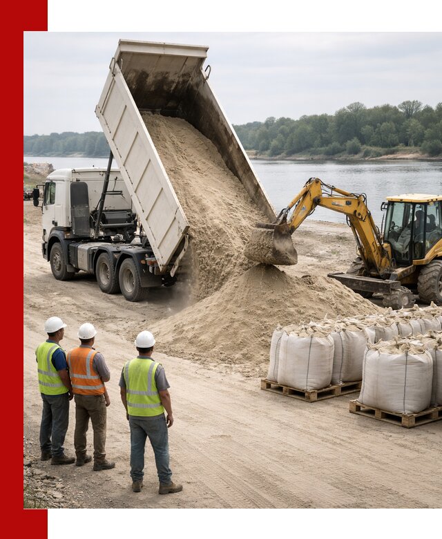 Доставка речного песка в Каменке самосвалами и погрузкой
