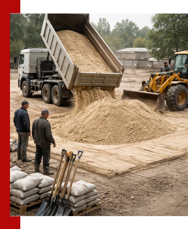 Доставка мытого песка в Каменке с самосвалами по выгодной цене