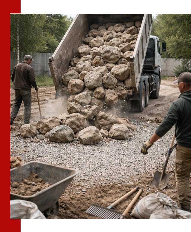 Доставка и укладка булыжника в Каменке