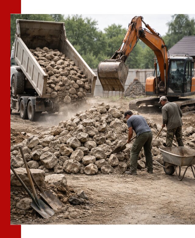 Доставка и разгрузка бутового камня в Каменке