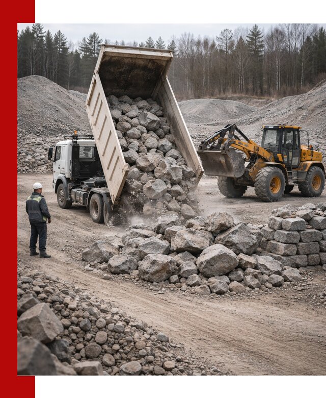 Доставка и продажа бутового гранитного камня в Каменке