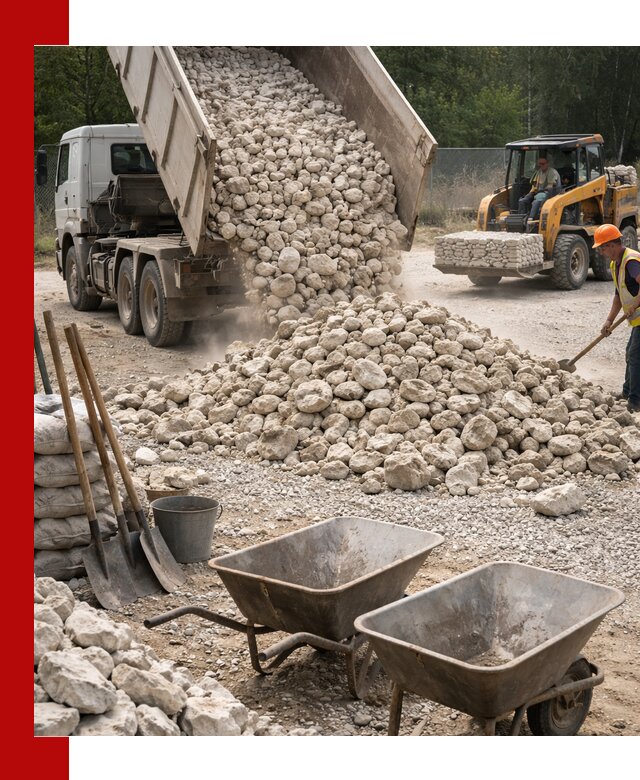 Доставка и продажа бутового известнякового камня в Каменке