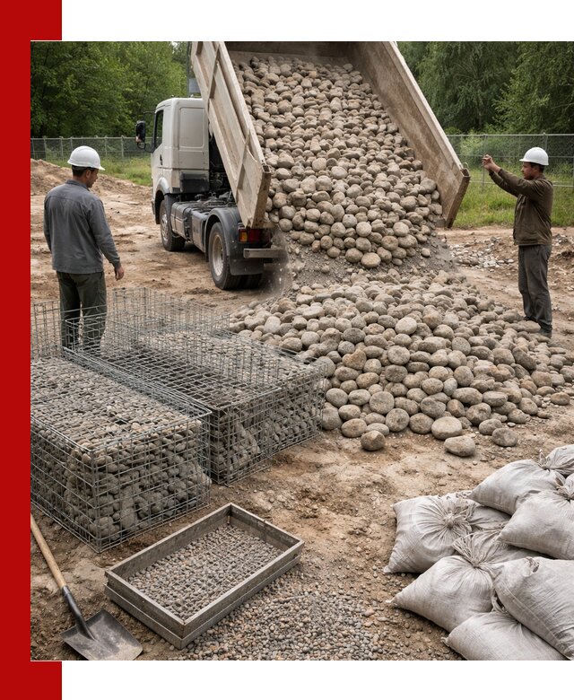 Камень для габионов фракция 70–151 в Каменке