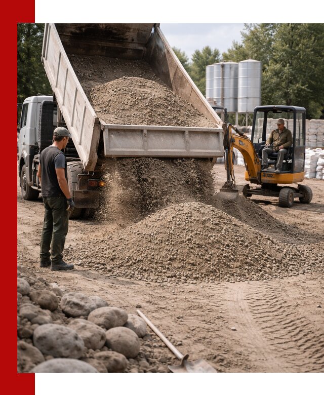 Доставка ПГС С3 в Каменке самосвалами и миксерами