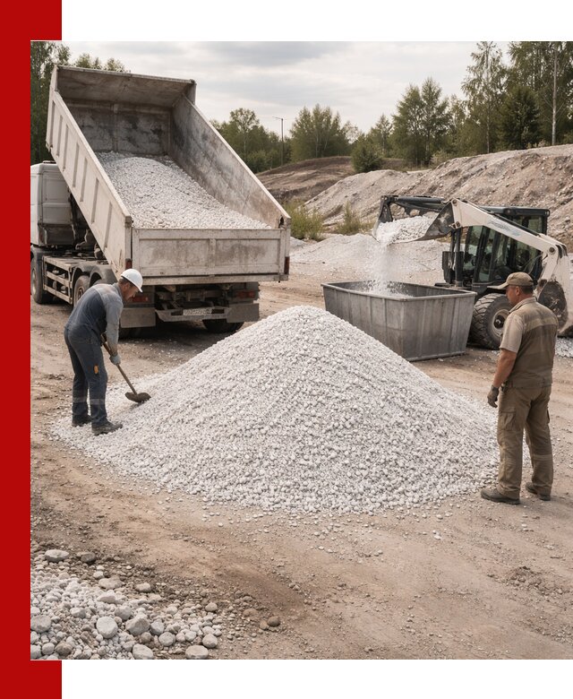 Доставка и продажа белой мраморной крошки в Каменке