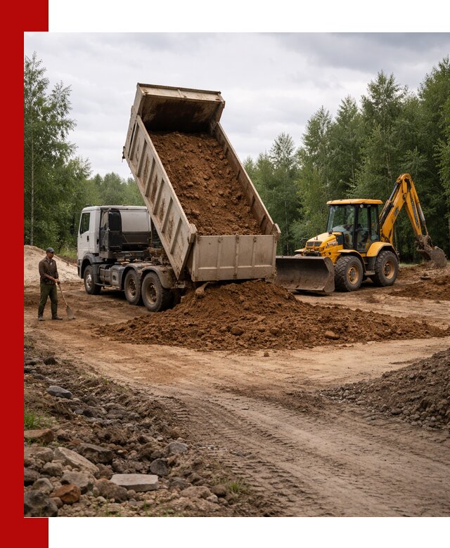 Доставка суглинка самосвалами в Каменке подсыпка и планировка
