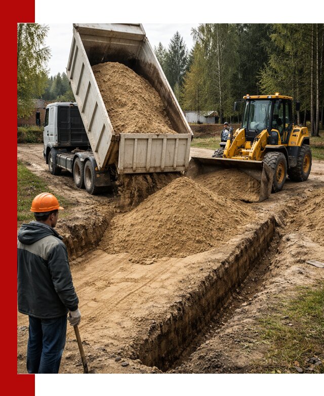 Доставка песчаного грунта в Каменке для строительных работ