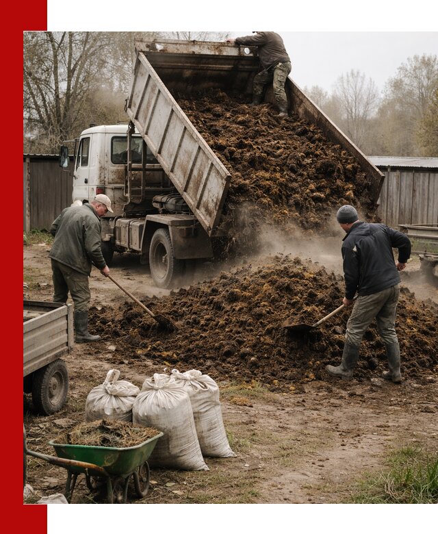 Доставка коровьего навоза самосвалом в Каменке