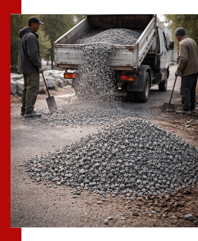 Гранитная крошка для посыпки дорог и тротуаров в Каменке