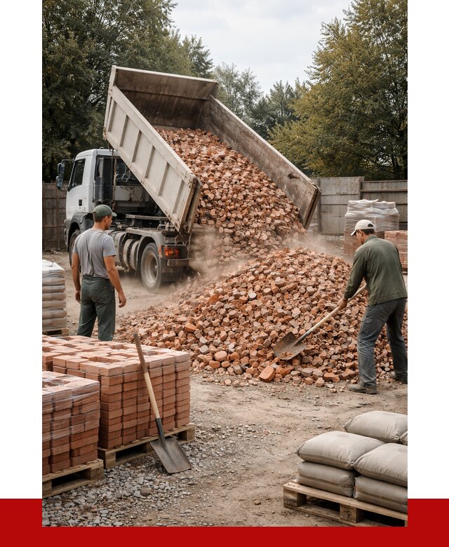Бой кирпича в Каменке с доставкой от 4248 руб/куб | ПРОНЕРУДКам