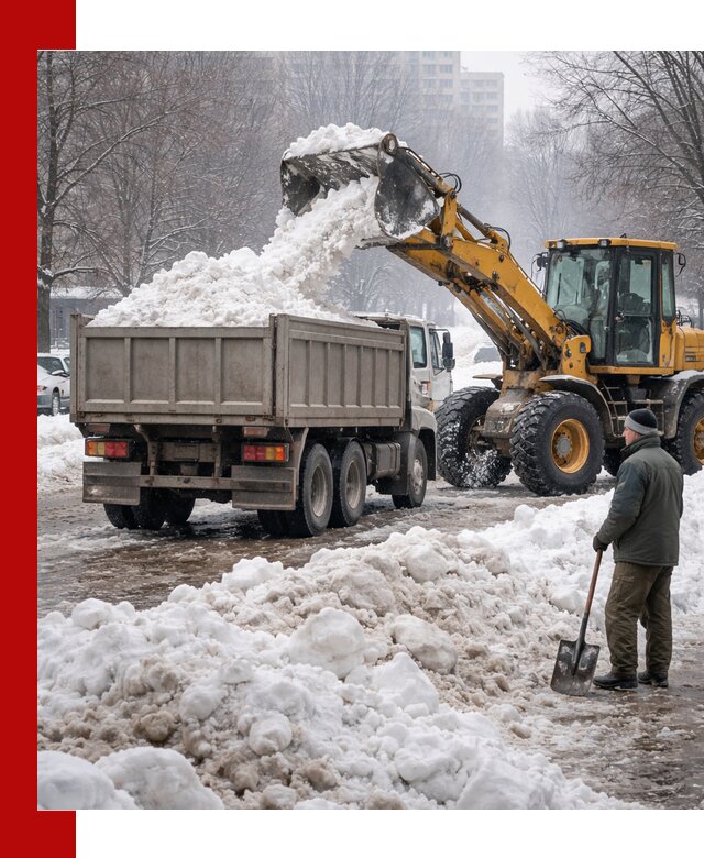 Вывоз снега грузовой техникой в Каменке оперативно и чисто