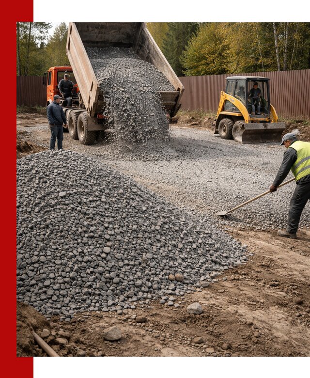 Отсыпка участка щебнем с доставкой и уплотнением в Каменке